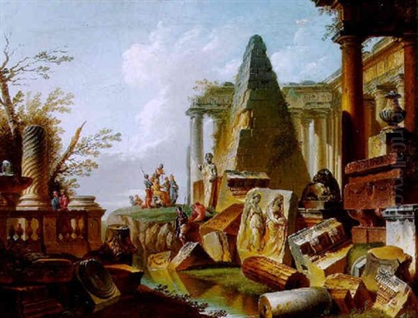Romisches Capriccio Mit Der Cestiuspyramide Und Figuren - view 1