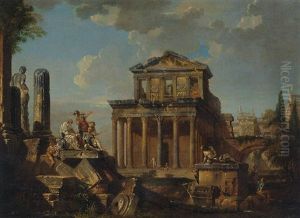 Soldiers Listening To A Philosopher On A Pile Of Broken Columns Before The Temple Of Antoninus Pius And Anna Galeria Faustina Soldiers Listening To A Philosopher On A Pile Of Broken Columns Before The Temple Of Antoninus Pius And Anna Galeria Faustina