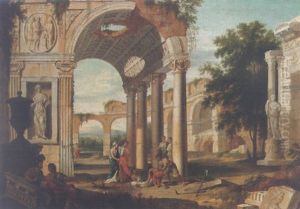 An Architectural Capriccio With Figures Among Antique Ruins