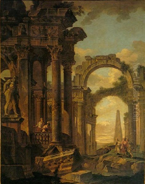 Classical Landscape With Figures And Ruins - view 1