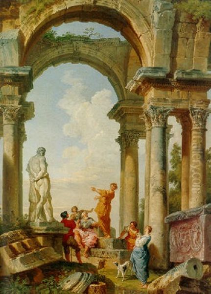 Figures In A Classical Archway - view 1