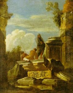 Ruinlandskap Med Figurer by Giovanni Paolo Panini