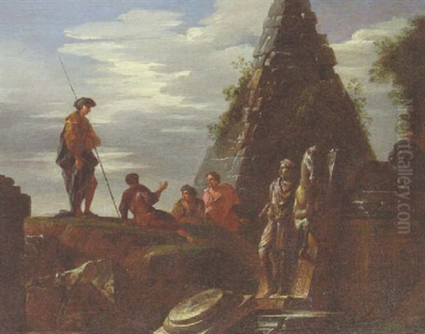 Figures Resting By A Tomb - view 1