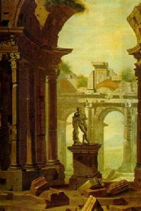 Architectural Capriccio With A Statue Of Hercules by Giovanni Paolo Panini