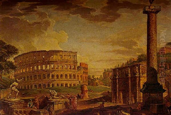 Capriccio View Of The Coliseum And Arch Of Constantine Near The Roman Forum - view 1