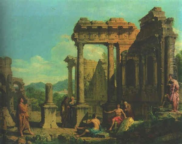 Philosophers Conversing Amongst Ancient Ruins - view 1