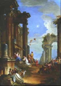 L'adoration Des Mages Dans Des Ruines Antiques