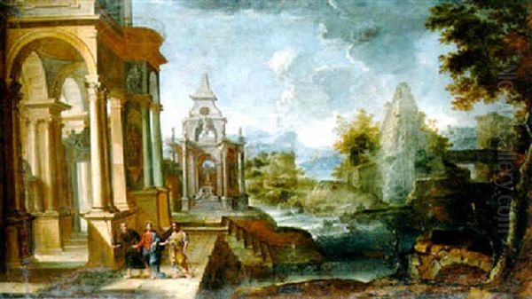 An Extensive Landscape With Christ On The Road To Emmaus - view 1
