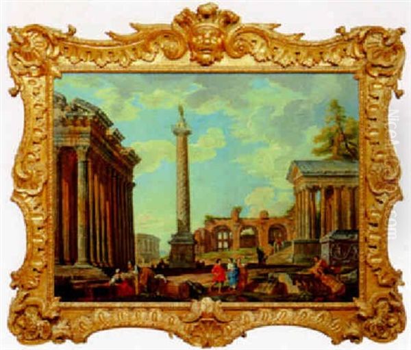 Idealvedute Mit Der Saeule Des Trajan - view 1