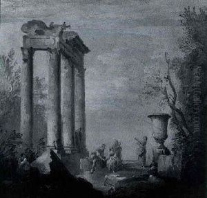 Figures Resting Beside Ruins by Giovanni Paolo Panini