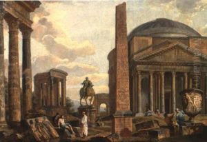 Caprices Architecturaux Composes De Monuments De La Rome Antique by Giovanni Paolo Panini