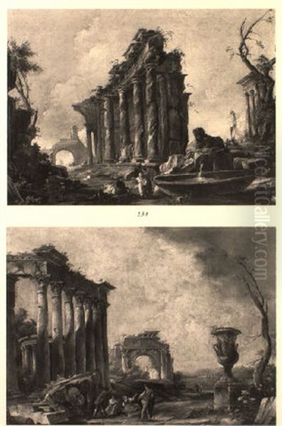 Peasants Resting Amongst Classical Ruins - view 1