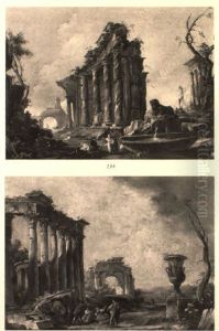 Peasants Resting Amongst Classical Ruins by Giovanni Paolo Panini