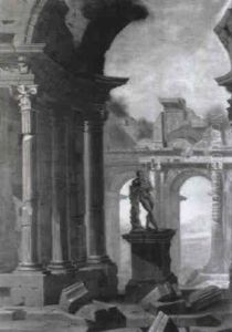A Classical Temple Ruin by Giovanni Paolo Panini