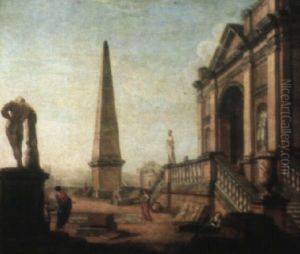 Capriccio Of Ruins, With The Farnese Hercules by Giovanni Paolo Panini