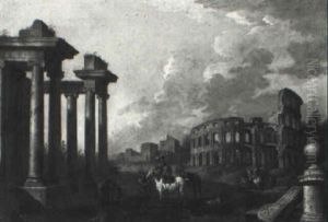 Landscape With Figures Near The Colosseum by Giovanni Paolo Panini