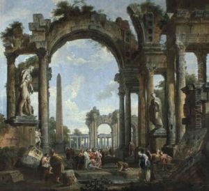 Klassische Ruinen Mit R"mischen Skulpturen by Giovanni Paolo Panini