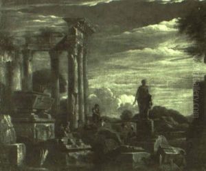 Capriccio With Figures by Giovanni Paolo Panini