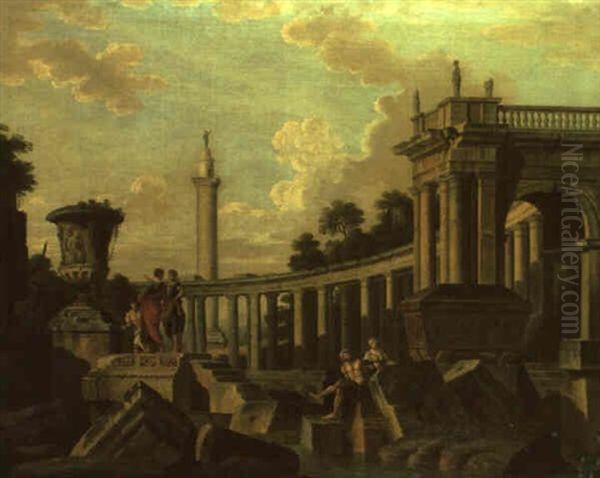 Soldiers Conversing Before Roman Ruins - view 1