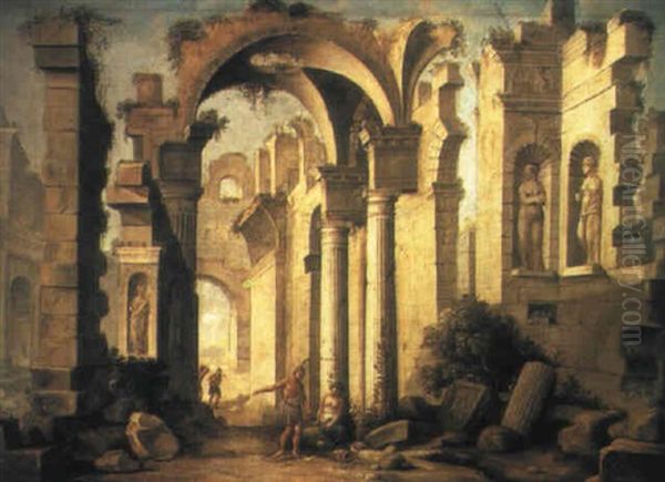 Figures Resting Amonst A Classical Ruin - view 1