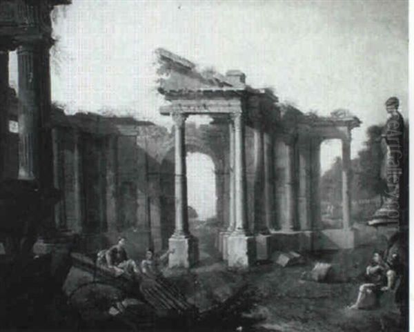 Soldiners Resting Amongst Classical Ruins - view 1