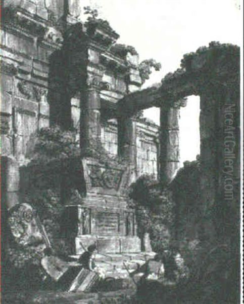A Capriccio Of Roman Ruins With Figures - view 1
