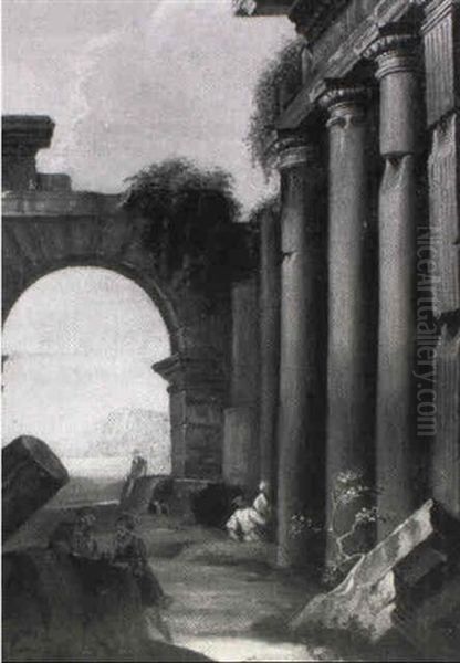 Peasants Resting Amongst Classical Ruins - view 1