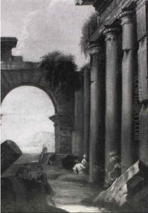 Peasants Resting Amongst Classical Ruins by Giovanni Paolo Panini
