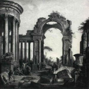 A Capriccio Of Classical Ruins With The Impoverished Belisarius A Capriccio Of Classical Ruins With The Impoverished Belisarius
