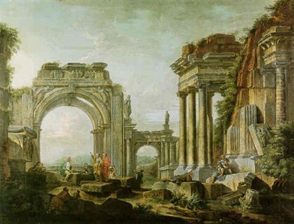 Roman Ruins With The Parable Of The Fishes - view 1