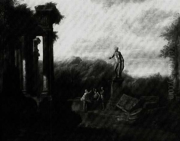 Landscape With Soldiers Conversing Beside Classical Ruins - view 1