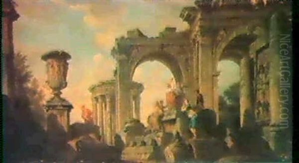 A Capriccio Of Roman Ruins With Figures - view 1