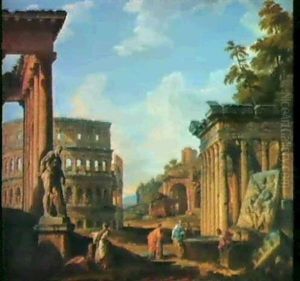 A Capriccio Of Classical Ruinswith The Temple Of Antoninus  And Faustina, The Colosseum, The Basilica Of Maxentius,more