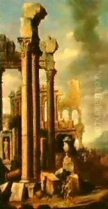 Capriccio Landscapes With Classical Ruins by Giovanni Paolo Panini