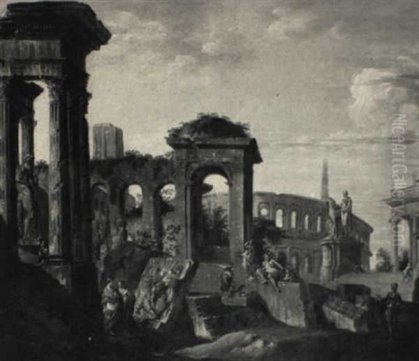 Architectural Capriccio With Figures And The Coliseum - view 1