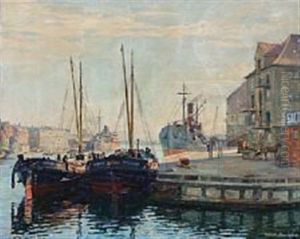 Three Harbour Scenes With Fishing Vessels (3 Works, Various Sizes)