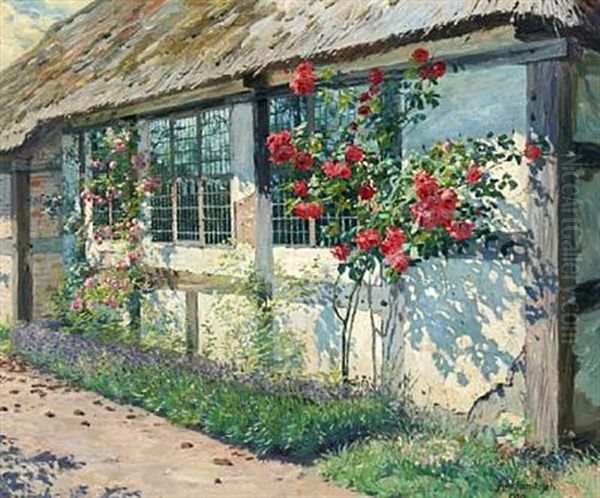 Flowering Roses By An Old Farmhouse - view 1