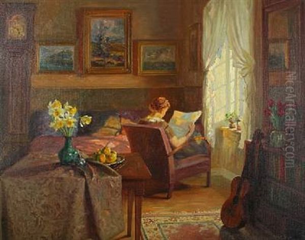 Interior With Reading Woman By The Window - view 1