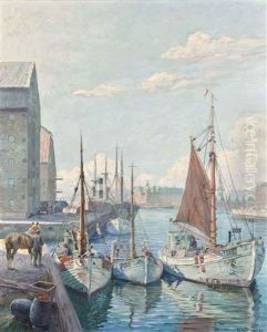 Fishing Vessels At Copenhagen Harbour by Robert Panitzsch