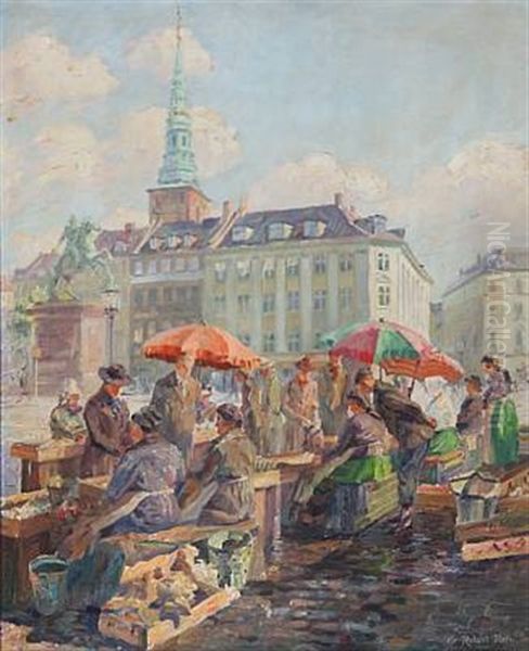 Fishermen's Wives Selling Fish At Hojbro Plads In Copenhagen - view 1