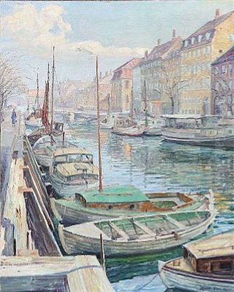 Sailboats In Christianshavn's Canal In Copenhagen - view 1
