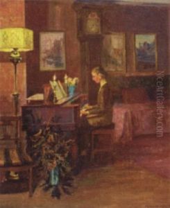 Woman Seated At A Piano by Robert Panitzsch