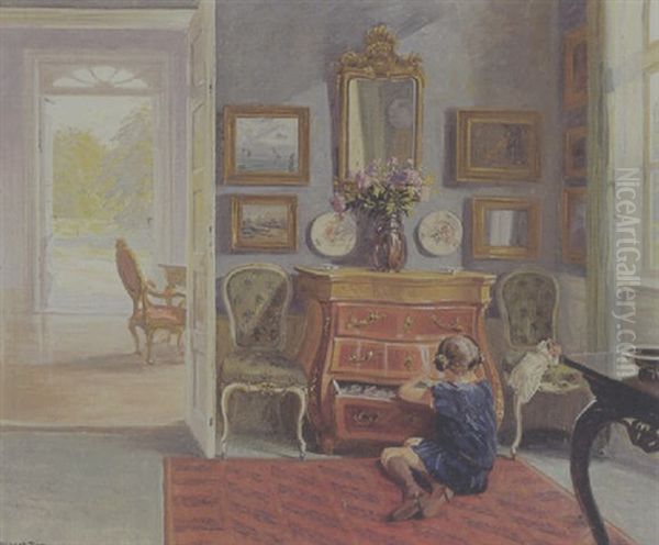 Interior Med Lille Pige, Der Leger - view 1