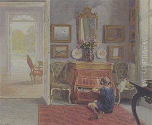 Interior Med Lille Pige, Der Leger Interior Med Lille Pige, Der Leger