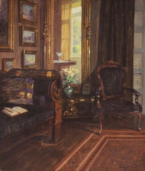 Interior From The Artist's Home With Daybed, Pier Mirror And Fauteuil-en-cabriolet - view 1