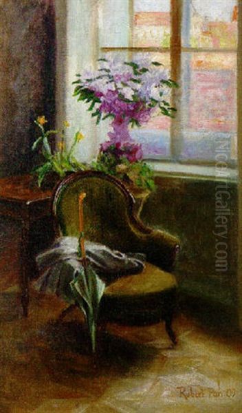A Coat And Umbrella On A Chair - view 1