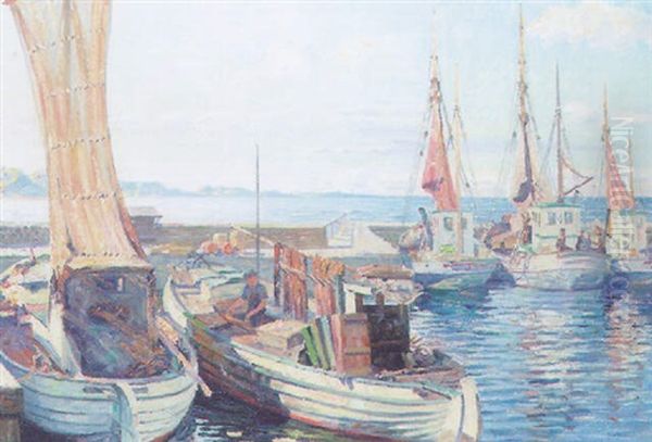 Fishing Boats Moored In A Harbour - view 1