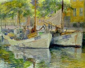 Fishing Boats Moored On A Canal Fishing Boats Moored On A Canal