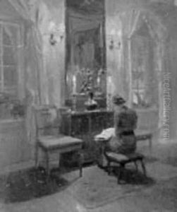 Interior Med Laesende Dame, Aften by Robert Panitzsch