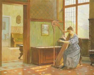 Lady Playing The Harp